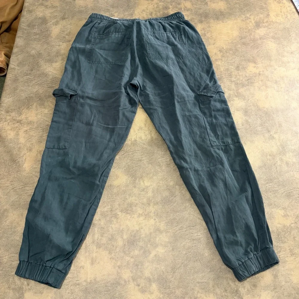 Banana Republic Luxe‎ Lounge Joggers Womens S Orca Grey Linen Blend Cargo Pants